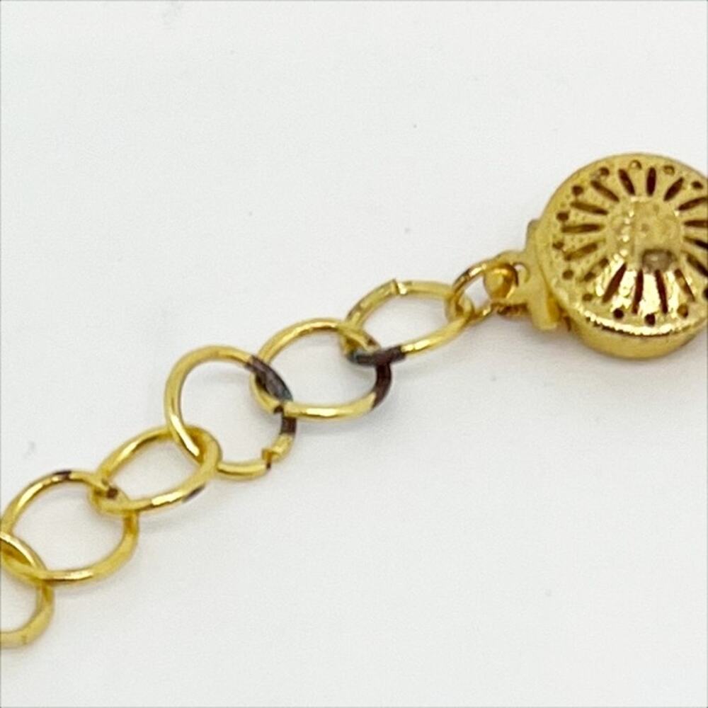 Handmade Gold Tone Medallion Disc Chain Necklace Handcrafted Artisan - Picture 4 of 4